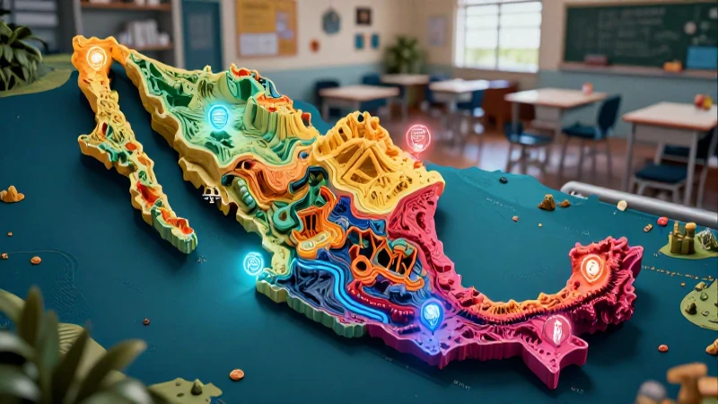 Mapa educativo mexicano con estética moderna