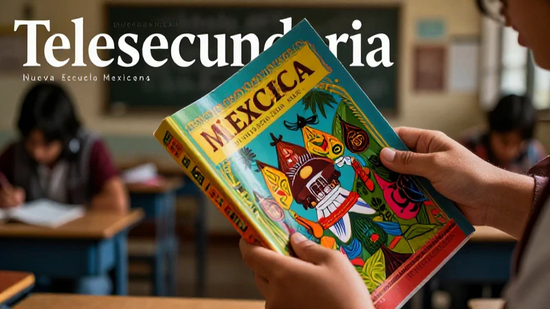 Manos abren libro escolar mexicano con estética moderna