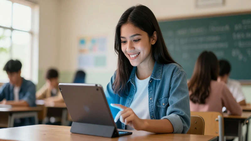 Joven mexicano aprende con tableta digital