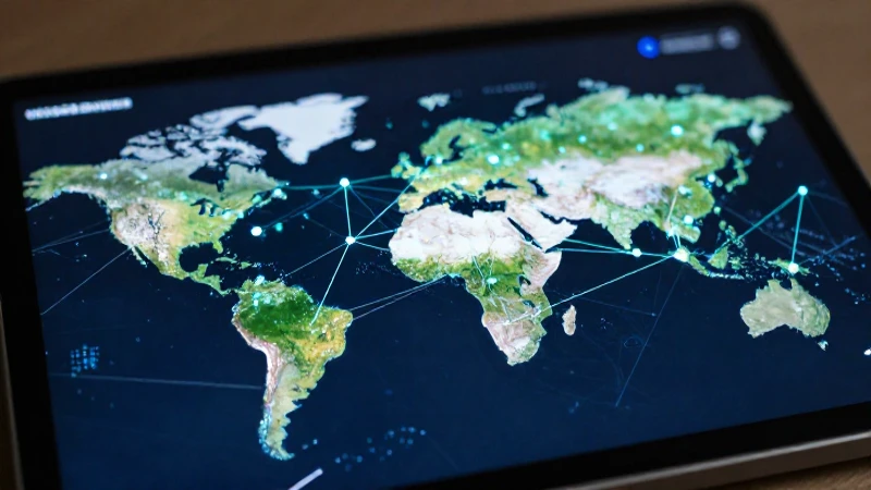 Red global de datos moderna en tablet con estética premium