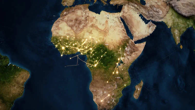 Países de África: Lista Completa y Actualizada de Capitales 4 Mapa dinámico de África con conexiones luminosas