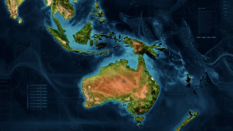 Mapa estilizado y detallado de Oceanía