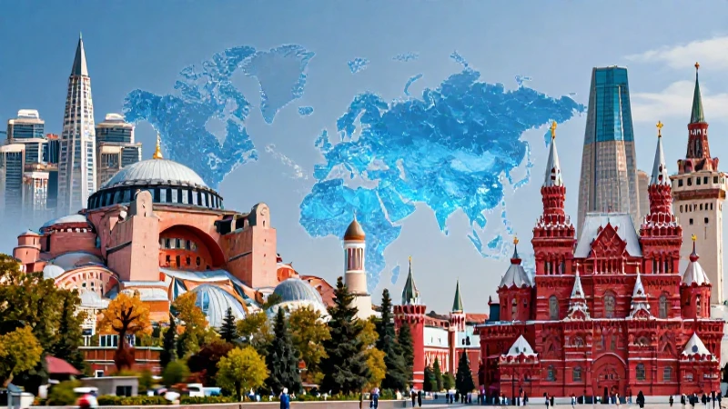 País y capital de Europa: lista completa y actualizada 5 Visualización moderna que mezcla Estambul y Moscú