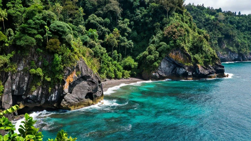 Vistas panorámicas impresionantes de costa tropical
