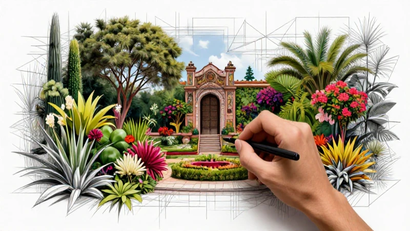 Paisajismo: qué es, definición y concepto en el dibujo 5 Mano dibuja paisaje mexicano vibrante y geométrico