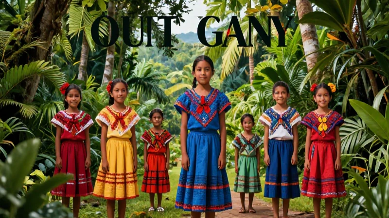 Paisaje centroamericano vibrante con niños en portada de revista