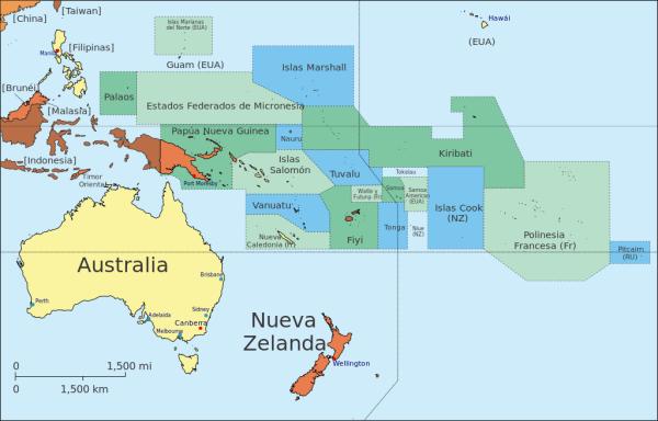 paises de oceania lista completa y capitales actualizadas