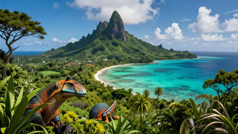 Paisaje oceánico vibrante con fauna y colores vívidos