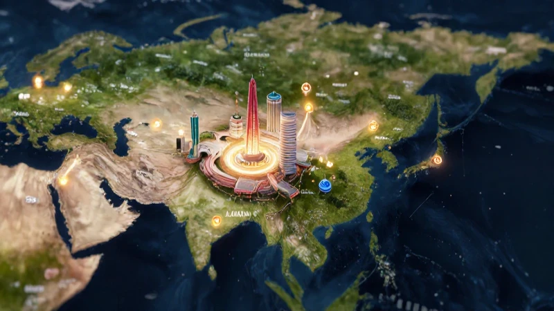 Países y capitales de Asia: lista actualizada y completa 3 Ilustración hiperrealista de Asia futurista