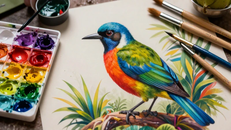 Pájaros: Imágenes y Técnicas para Dibujar en Colores 3 Arte vibrante de aves tropicales con pinceles y colores