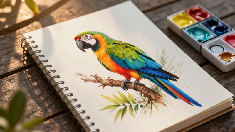 Pájaros: Imágenes y Técnicas para Dibujar en Colores 6 Ilustraciones vibrantes de aves tropicales detalladas