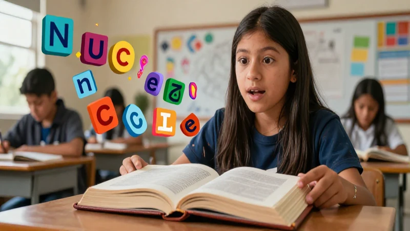 Joven mexicano estudia español con elementos visuales vibrantes