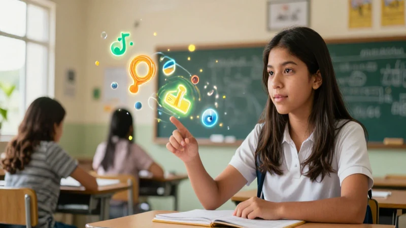 Estudiante mexicano en revista educativa vibrante