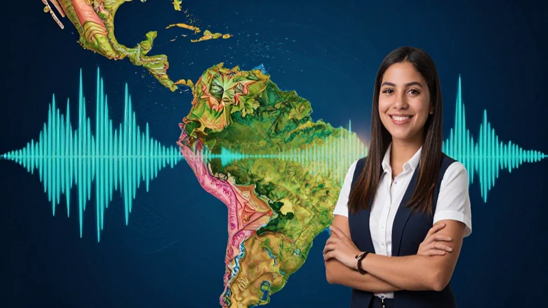 100 palabras con Ca, Ce, Ci, Co y Cu 7 Joven maestra mexicana con ondas abstractas vibrantes