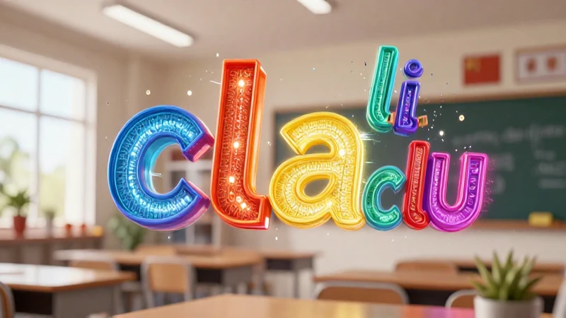 Ilustración dinámica de palabras que comienzan con cla y otras sílabas en un aula