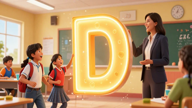 Palabras con D: 100 Ejemplos de Palabras con la Letra D 4 Aula vibrante con estudiante, maestro y letra D
