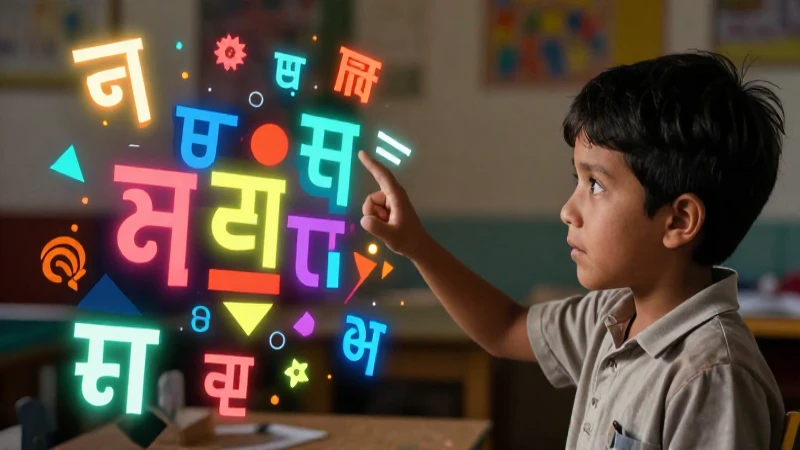 Palabra con E: Conoce el Abecedario en Q'eqchi y Español 4 Ilustración educativa abstracta con simbolos Qeqchi vibrantes