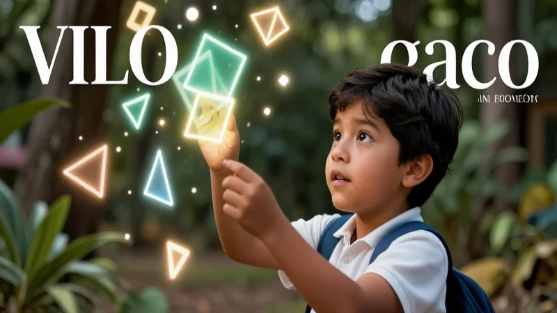 Ejemplos de palabras con ja, je, ji, jo, ju 4 Niño mexicano curioso observa formas geométricas vibrantes