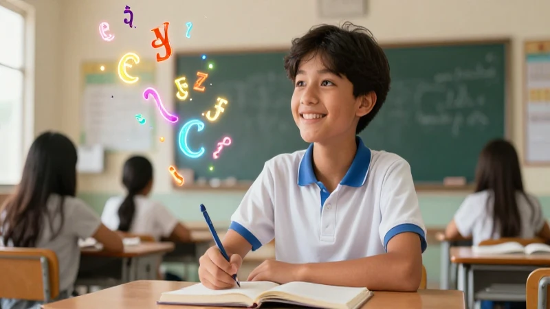 Me das 100 ejemplos de palabras con las sílabas la, le, li, lo y lu 6 Ilustración vibrante de un estudiante entusiasta