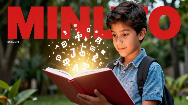 Ejemplos de palabras con ña, ñe, ñi, ño y ñu para aprender 4 Estudiante curioso con cuaderno brillante y vibrante