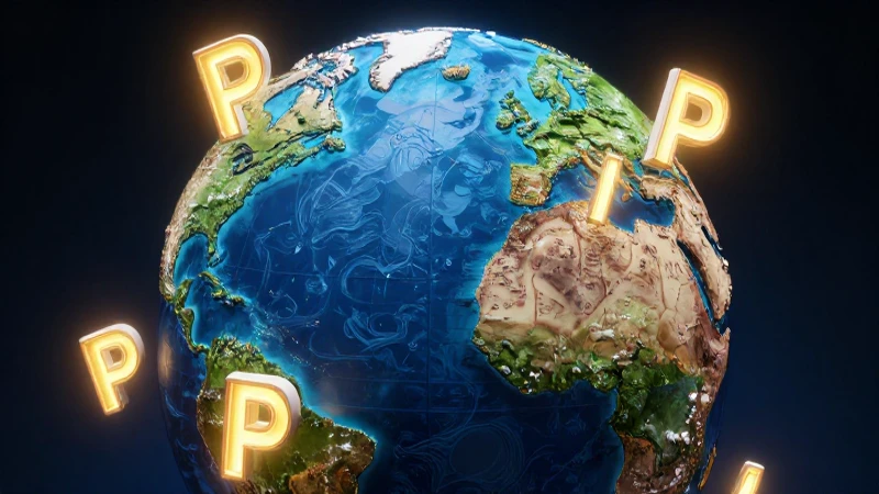 Globo temático con letras y países P