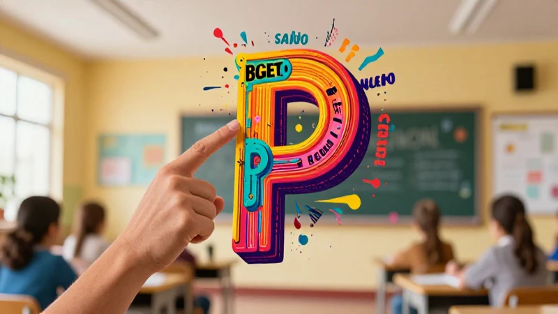 Ilustración vibrante de la letra P educativa