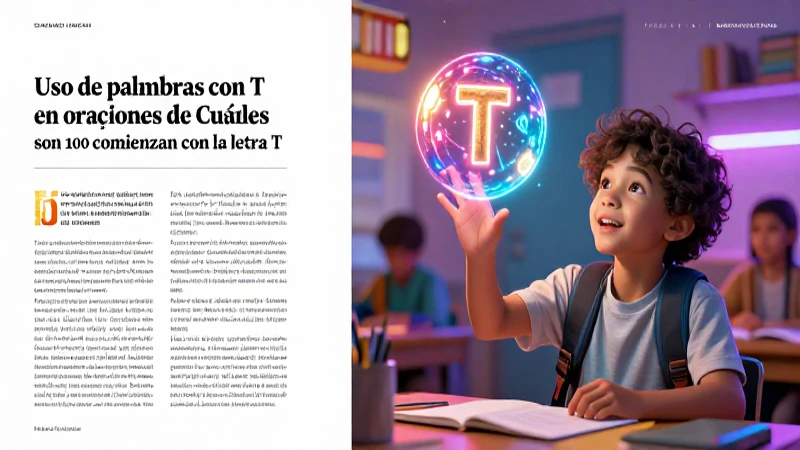 Ilustración didáctica de palabras con T