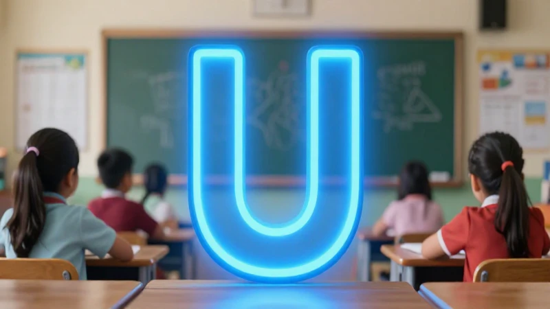 Estudiante mexicano brillante frente a la U luminosa