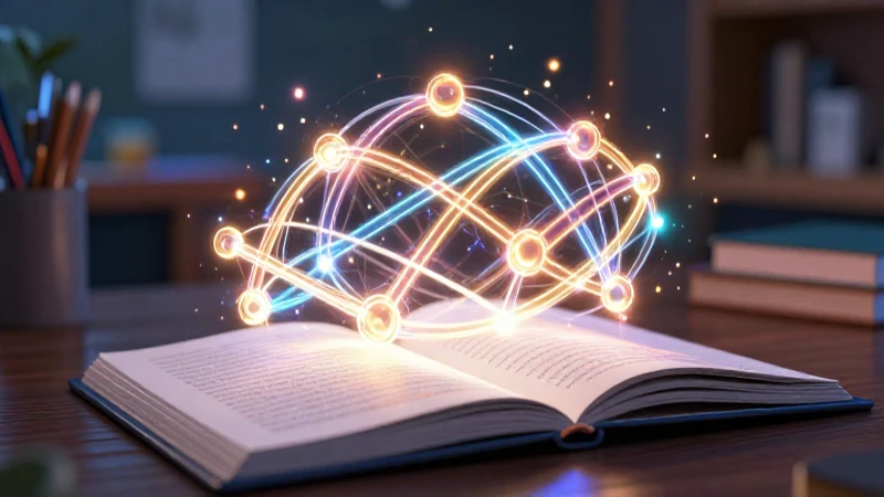 Redes conceptuales brillantes iluminan un cuaderno