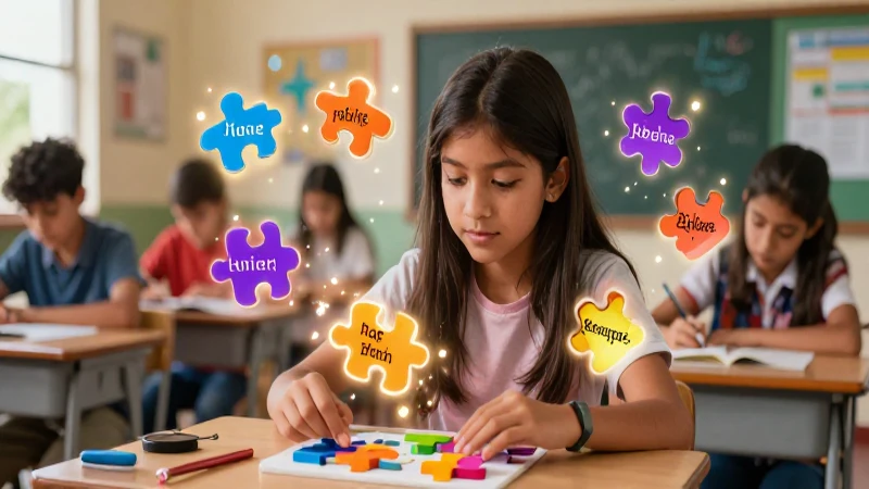 Ilustración educativa de palabras parónimas en clase