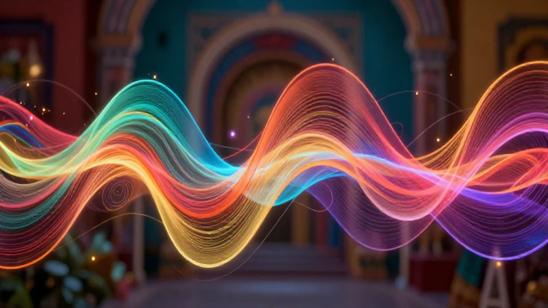 Triptongo: Qué es, definición y ejemplos de palabras 7 Ondas sonoras abstractas y vibrantes con estilo mexicano