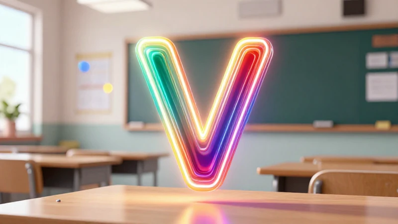 Diseño educativo vibrante con la letra V
