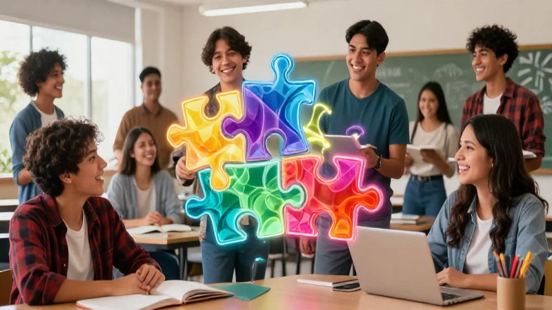 Palabras compuestas: qué son, cómo se forman y ejemplos 4 Estudiantes mexicanos aprendiendo con puzles vibrantes