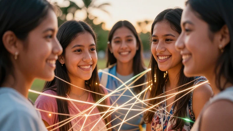 Comunidad mexicana vibrante con conexiones luminosas