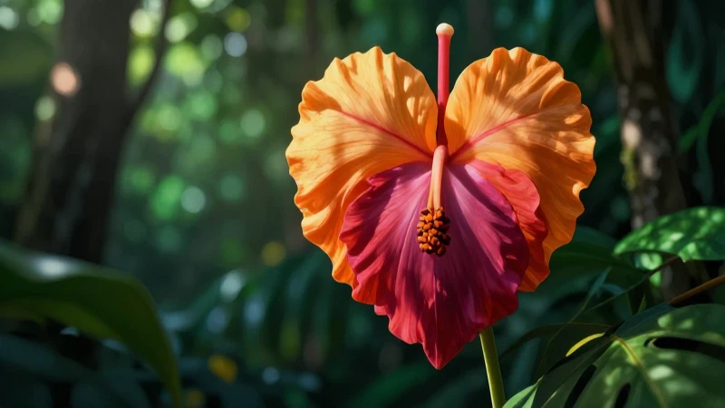 Corazón floral brillante en bosque mexicano
