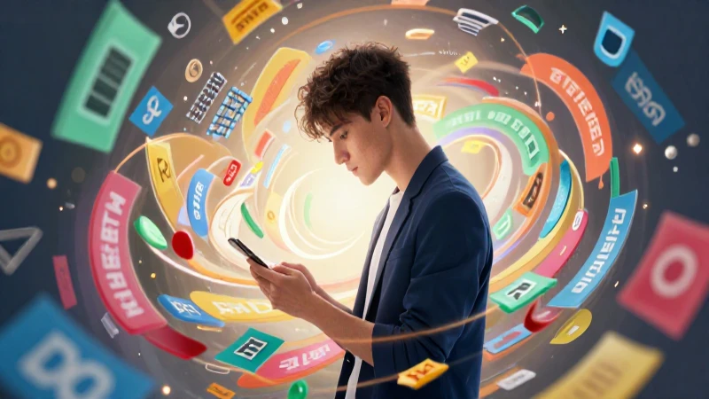 Joven intelectual rodeado de ideas abstractas vibrantes