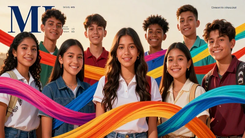 Estudiantes mexicanos alegres en portada vibrante