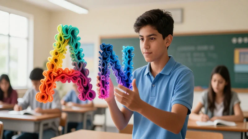 100 Ejemplos de Palabras que Empiezan con 'An-' en Español 6 Estudiante mexicano con letras vibrantes en clase
