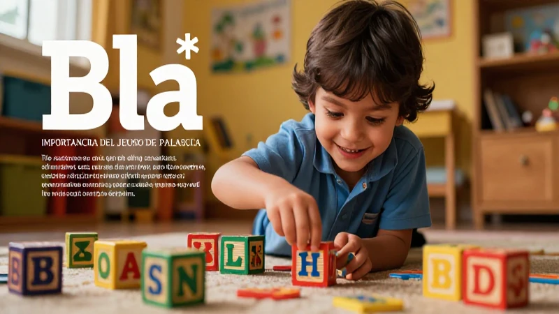 Te gustaría aprender 100 palabras divertidas con Bla, Ble, Bli 3 Niño mexicano alegre jugando con bloques educativos coloridos