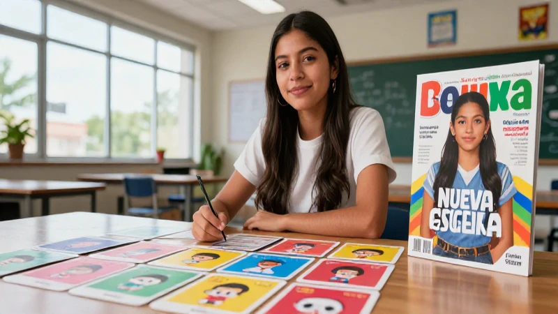 Maestra mexicana con estética educativa moderna