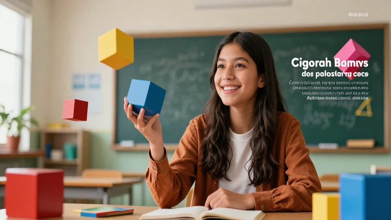 Estudiante sonriente en aula moderna con bloques