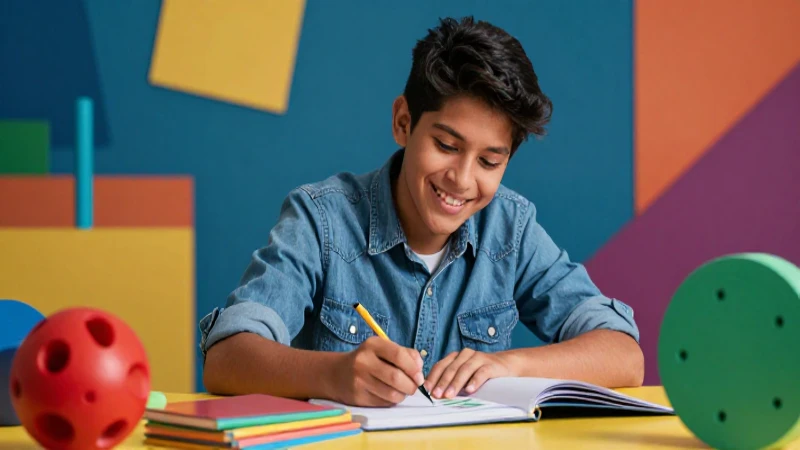 Joven mexicano aprendiendo con enfoque vibrante