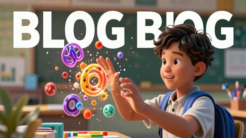 Render 3D educativo de estudiante interactuando