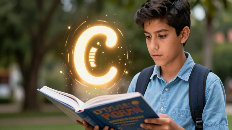 Estudiante mexicano estudia libro vibrante con logo brillante