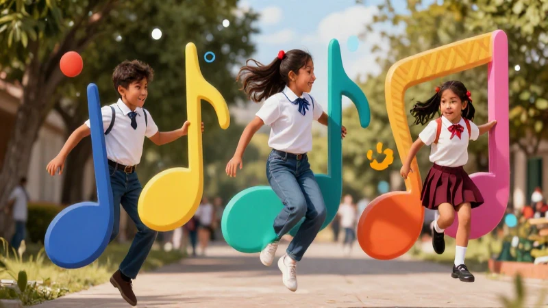 Estudiantes mexicanos vibrantes con energía abstracta