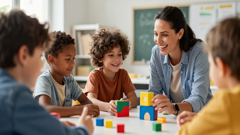 Educación vibrante con maestra y alumnos
