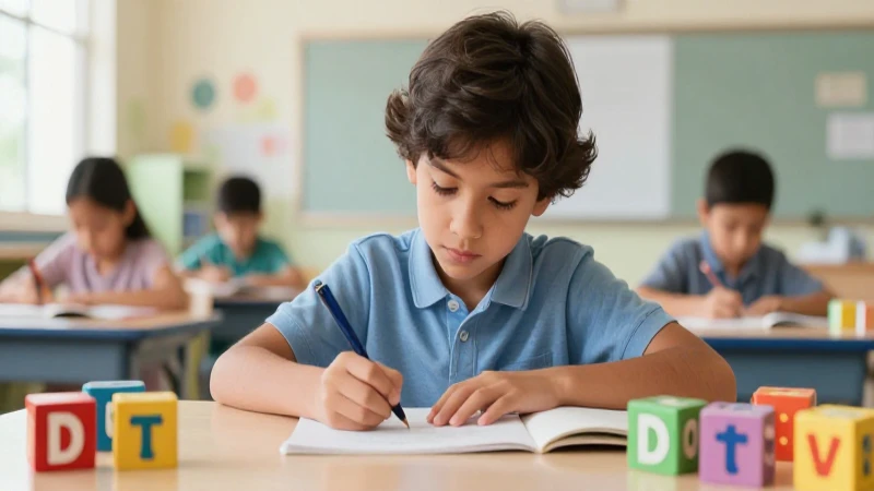 Estudiante mexicano aprende fonética en clase