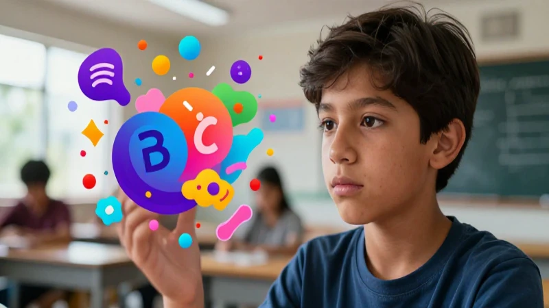 Estudiante aprende idiomas en un diseño educativo moderno