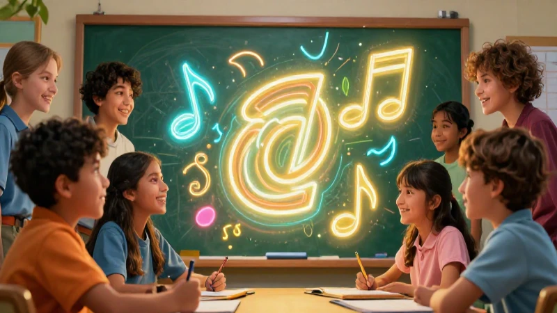 Estudiantes aprenden idiomas con símbolos educativos