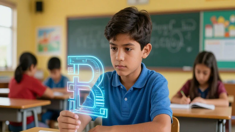 Estudiante mexicano estudia lenguaje holográfico en aula moderna